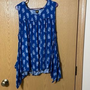 Blue Pattern Lee Sleeveless Blouse
